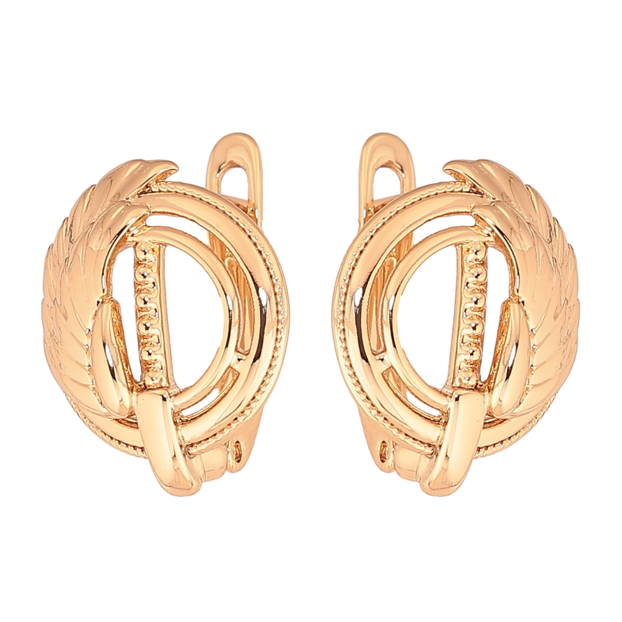 Серьги Xuping цвет Позолота 18К английский замок "Круги с крыльями" фото №1