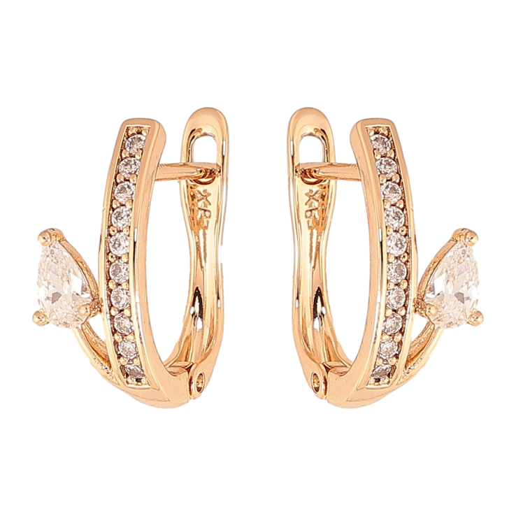 Серьги Xuping цвет Позолота 18К английский замок "Узор с кристаллами" фото №22