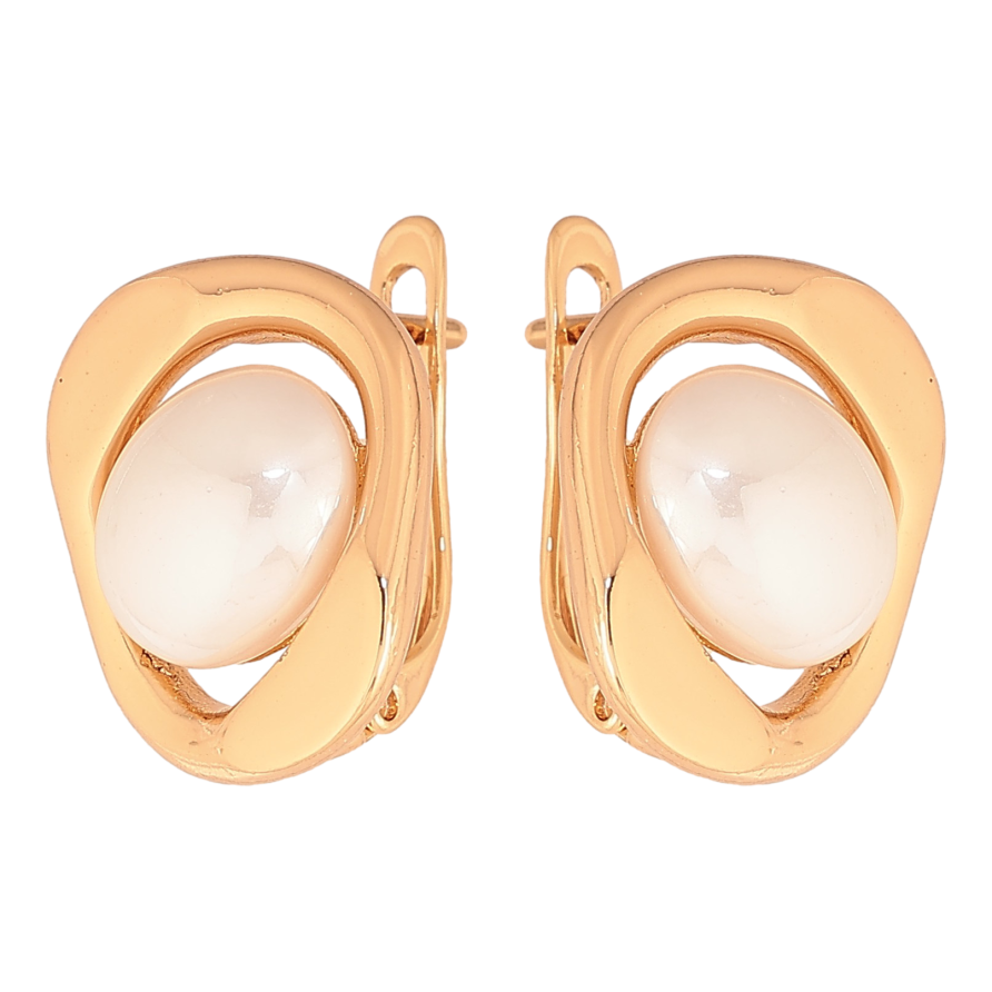 Серьги Xuping цвет Позолота 18К английский замок "Узор с жемчужинами" фото №1