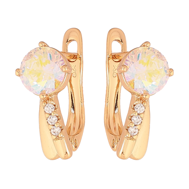 Серьги Xuping цвет Позолота 18К английский замок "Узор с радужными кристаллами" фото №3 Серьги Xuping цвет Позолота 18К английский замок "Узор с радужными кристаллами" фото №3