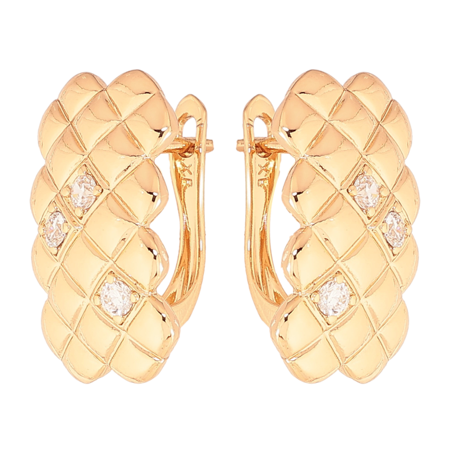 Сережки Xuping колір Позолота 18К англійський замок "Візерунок з кристалами" фото №1