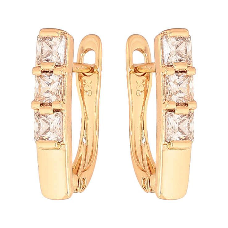 Сережки Xuping колір Позолота 18К англійський замок "Візерунок з кристалами" фото №16 Сережки Xuping колір Позолота 18К англійський замок "Візерунок з кристалами" фото №16