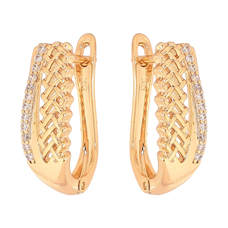 Сережки Xuping колір Позолота 18К англійський замок "Візерунок з кристалами" фото №20 Сережки Xuping колір Позолота 18К англійський замок "Візерунок з кристалами" фото №20