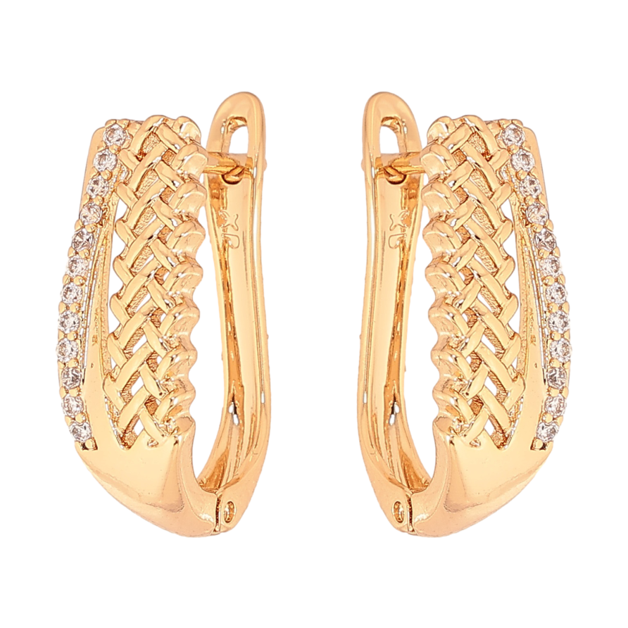 Сережки Xuping колір Позолота 18К англійський замок "Візерунок з кристалами" фото №1