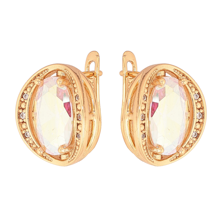 Сережки Xuping колір Позолота 18К англійський замок "Райдужні кристали в обрамленні" фото №18 Сережки Xuping колір Позолота 18К англійський замок "Райдужні кристали в обрамленні" фото №18