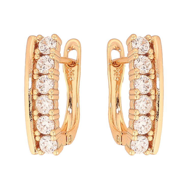 Сережки Xuping колір Позолота 18К англійський замок "Візерунок з кристалами" фото №16 Сережки Xuping колір Позолота 18К англійський замок "Візерунок з кристалами" фото №16