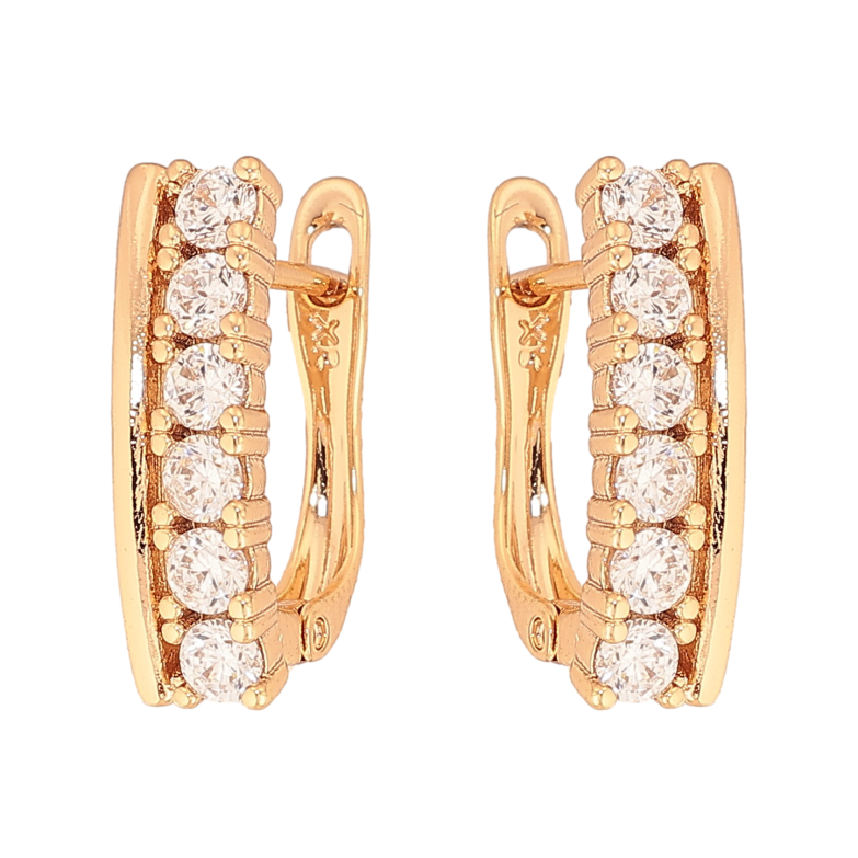 Сережки Xuping колір Позолота 18К англійський замок "Візерунок з кристалами" фото №1