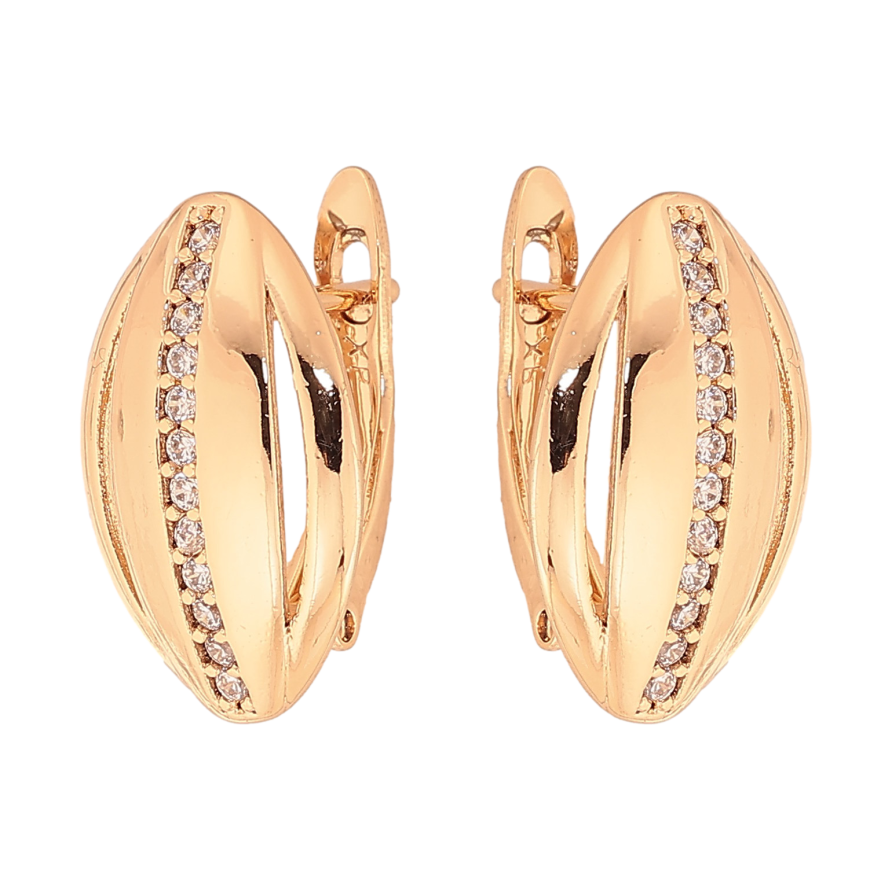 Сережки Xuping колір Позолота 18К англійський замок "Візерунок з кристалами" фото №1