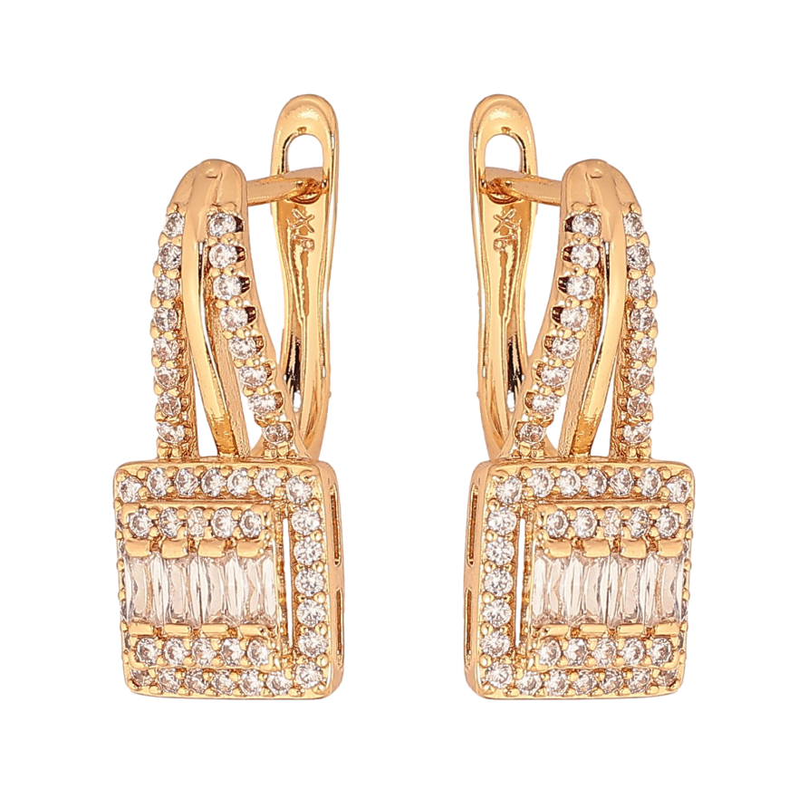 Сережки Xuping колір Позолота 18К англійський замок "Інкрустація кристалами" фото №1