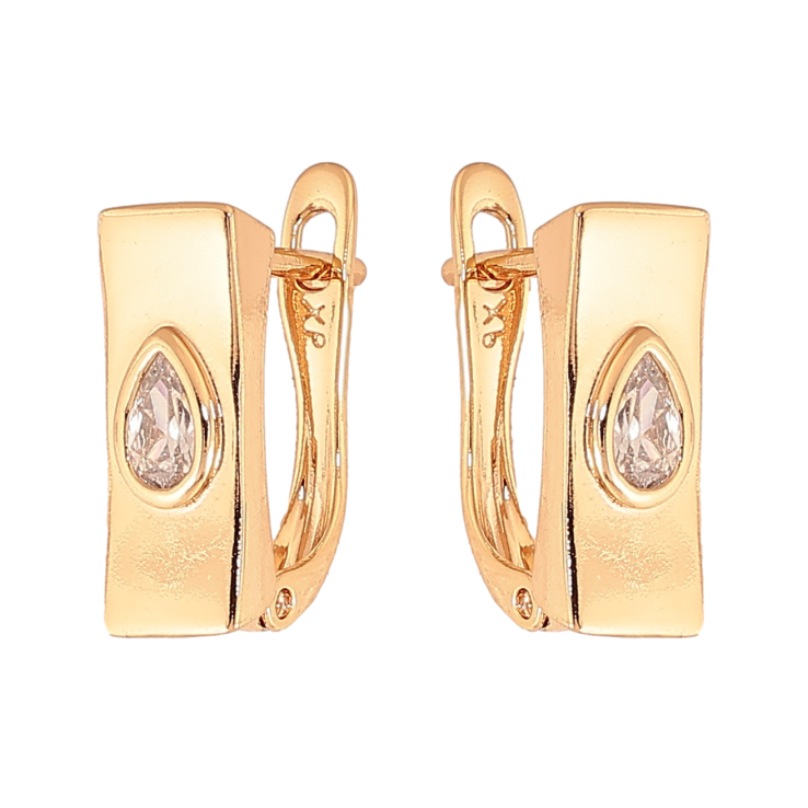 Сережки Xuping колір Позолота 18К англійський замок "Візерунок з кристалами" фото №12 Сережки Xuping колір Позолота 18К англійський замок "Візерунок з кристалами" фото №12