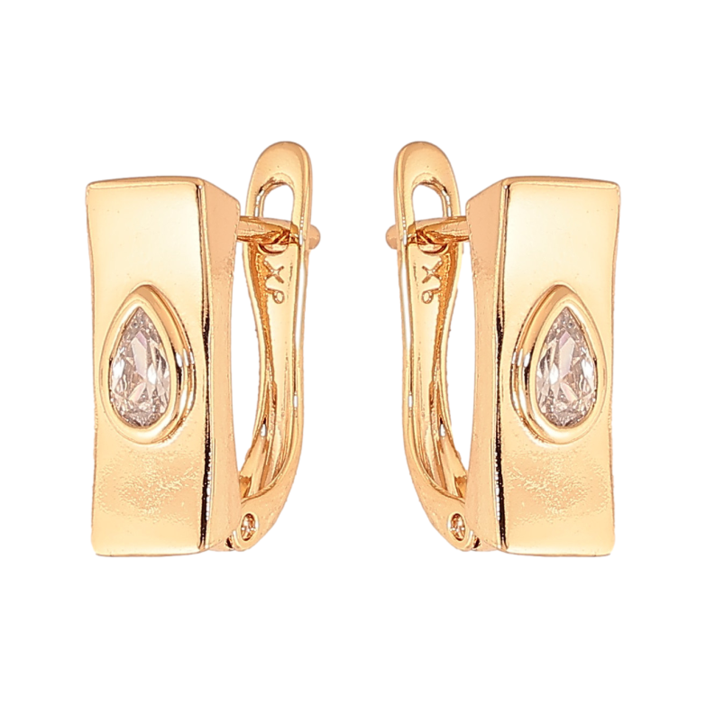 Сережки Xuping колір Позолота 18К англійський замок "Візерунок з кристалами" фото №1