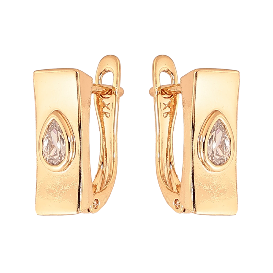 Сережки Xuping колір Позолота 18К англійський замок "Візерунок з кристалами" фото №1