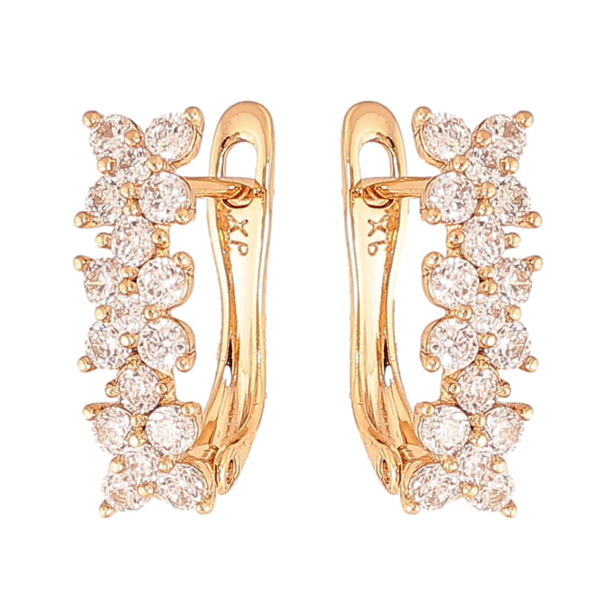 Серьги Xuping цвет Позолота 18К английский замок "Инкрустация кристаллами" фото №1