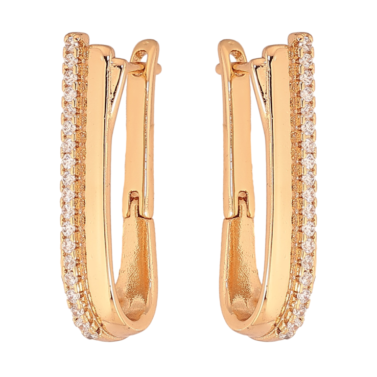 Серьги Xuping цвет Позолота 18К английский замок "Узор с кристаллами" фото №5