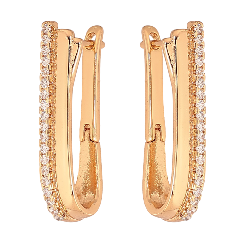 Серьги Xuping цвет Позолота 18К английский замок "Узор с кристаллами" фото №1