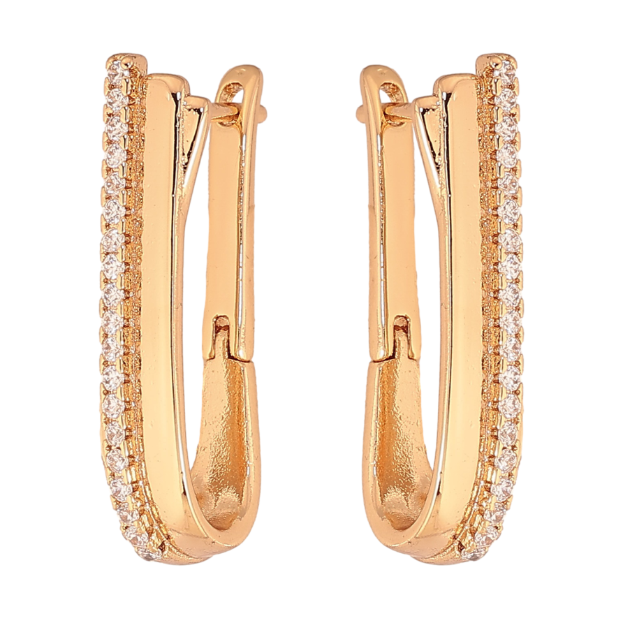 Серьги Xuping цвет Позолота 18К английский замок "Узор с кристаллами" фото №1