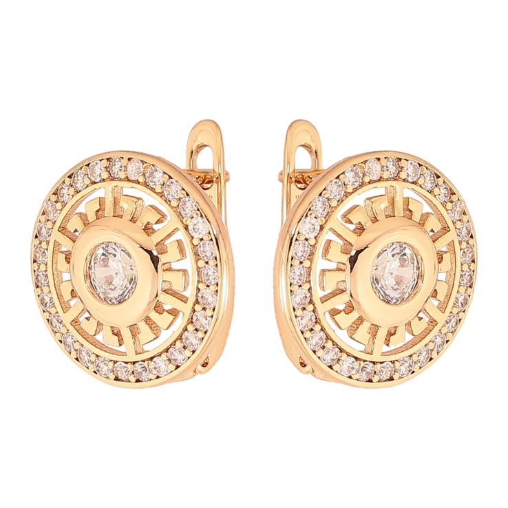 Серьги Xuping цвет Позолота 18K английский замок "Узор с кристаллами" фото №20