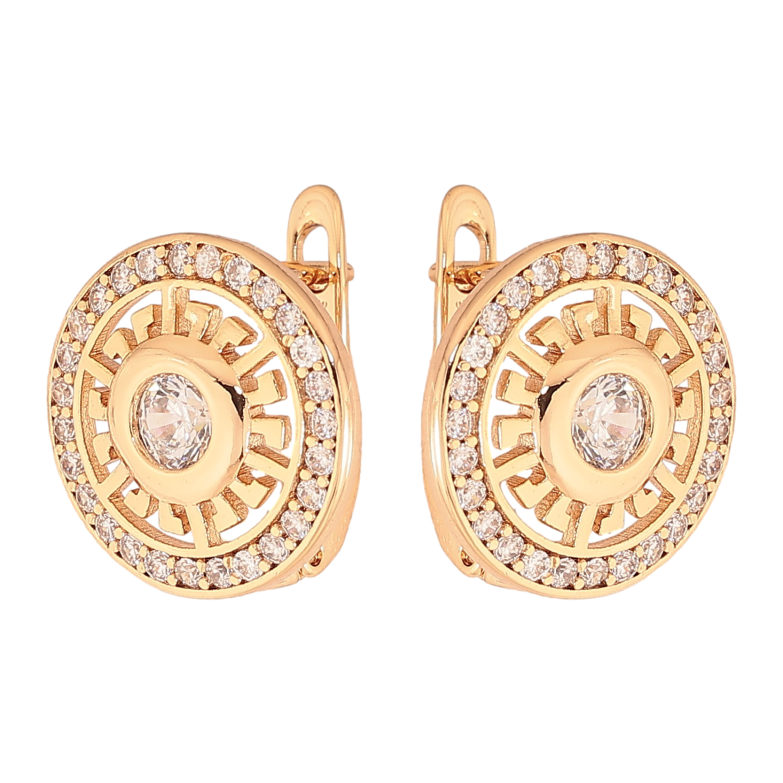 Серьги Xuping цвет Позолота 18K английский замок "Узор с кристаллами" фото №3