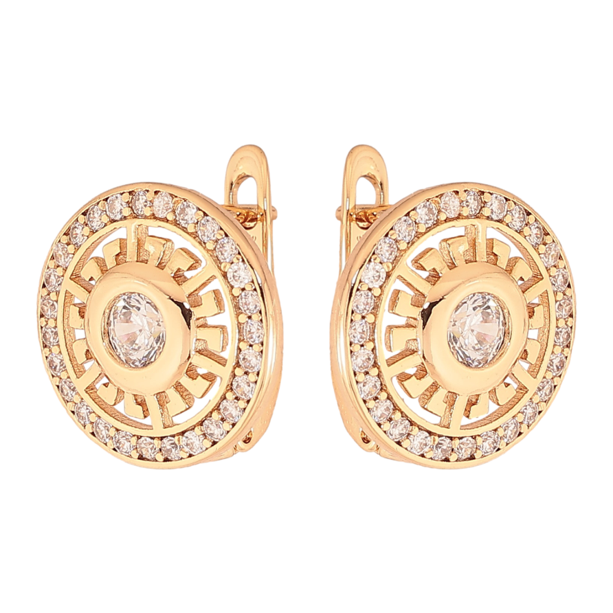 Серьги Xuping цвет Позолота 18K английский замок "Узор с кристаллами" фото №1