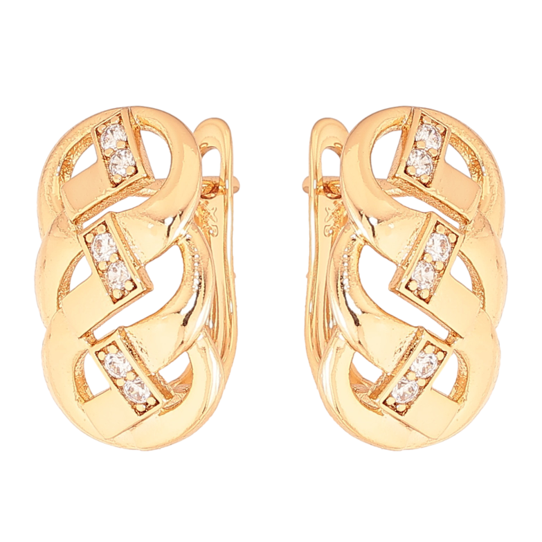 Серьги Xuping цвет Позолота 18K английский замок "Узор с кристаллами" фото №1