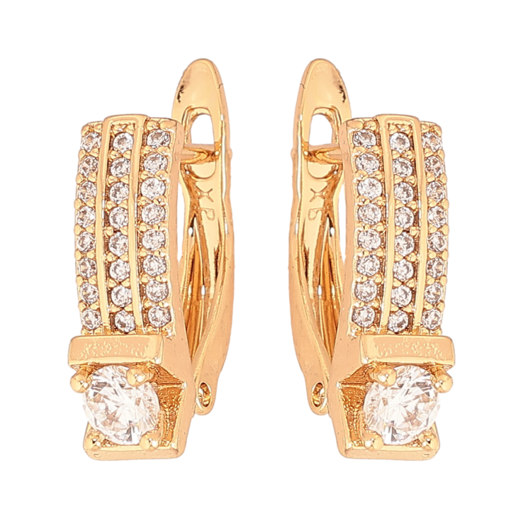 Сережки Xuping колір Позолота 18K англійський замок "Візерунок з кристалами" фото №21