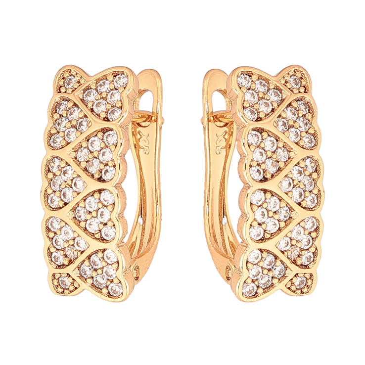 Сережки Xuping колір Позолота 18K англійський замок "Візерунок серця з кристалами" фото №20