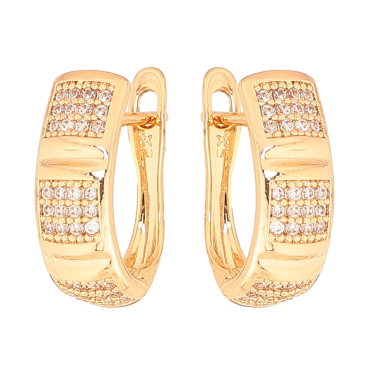 Сережки Xuping колір Позолота 18K англійський замок "Візерунок з кристалами" фото №16