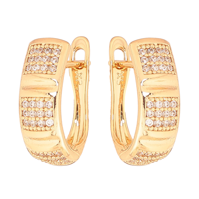 Серьги Xuping цвет Позолота 18K английский замок "Узор с кристаллами" фото №1