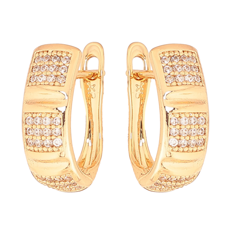 Сережки Xuping колір Позолота 18K англійський замок "Візерунок з кристалами" фото №1