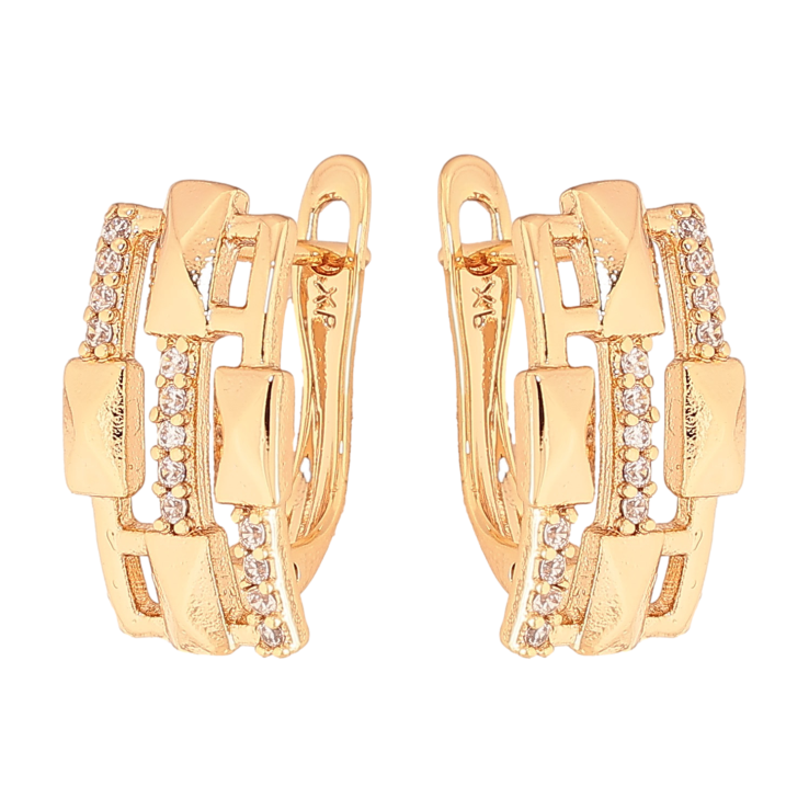 Серьги Xuping цвет Позолота 18K английский замок "Узор с кристаллами" фото №10