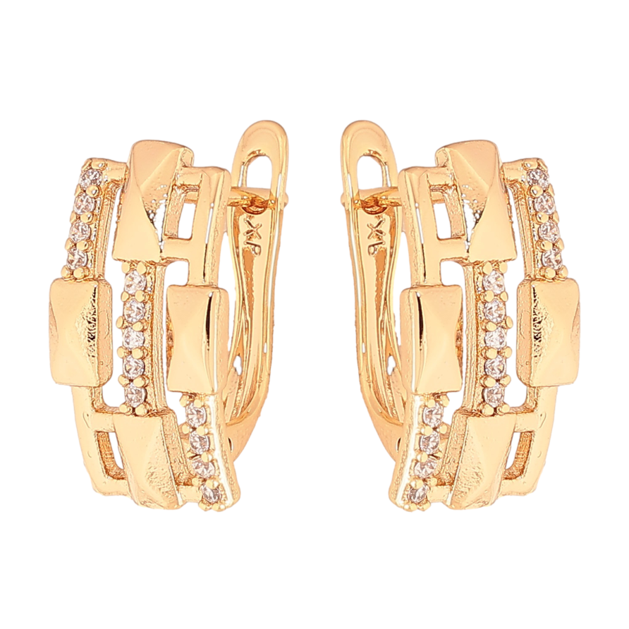 Серьги Xuping цвет Позолота 18K английский замок "Узор с кристаллами" фото №1 Серьги Xuping цвет Позолота 18K английский замок "Узор с кристаллами" фото №1