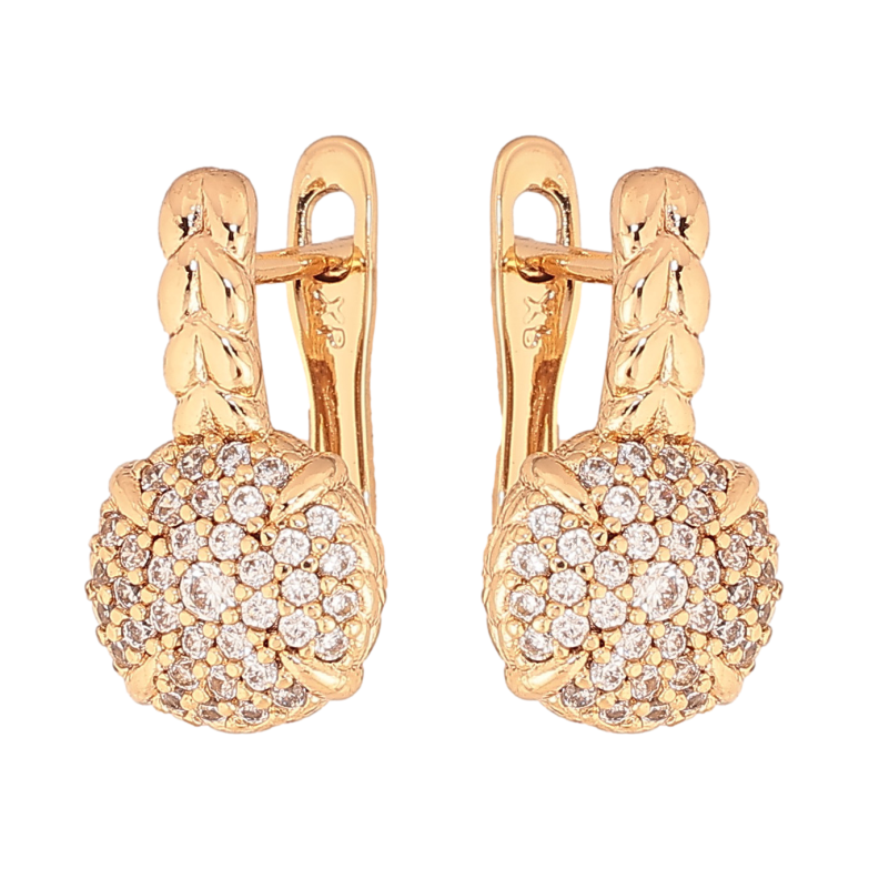 Сережки Xuping колір Позолота 18K англійський замок "Візерунок з кристалами" фото №5