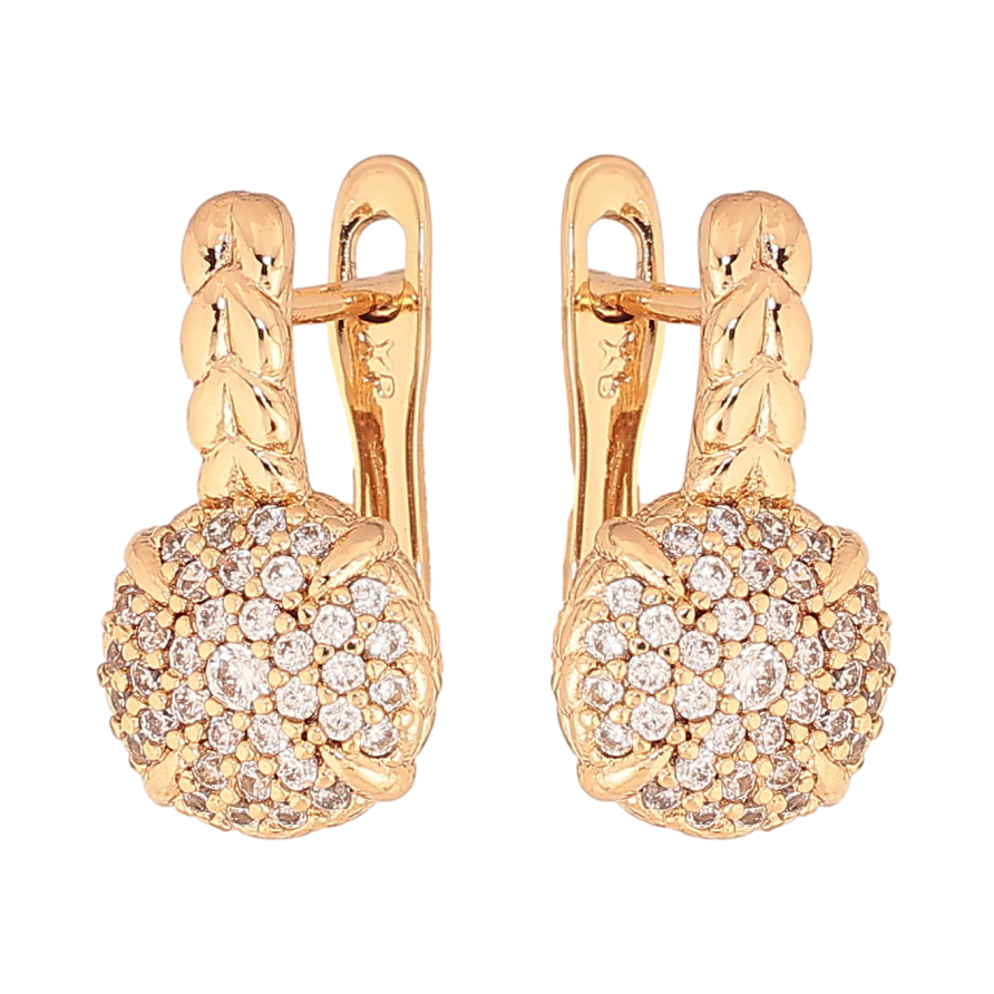 Сережки Xuping колір Позолота 18K англійський замок "Візерунок з кристалами" фото №1