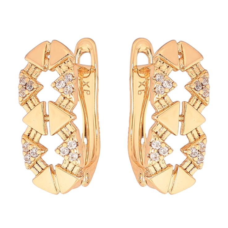 Сережки Xuping колір Позолота 18K англійський замок "Візерунок з кристалами" фото №2