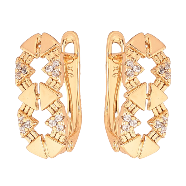 Сережки Xuping колір Позолота 18K англійський замок "Візерунок з кристалами" фото №8