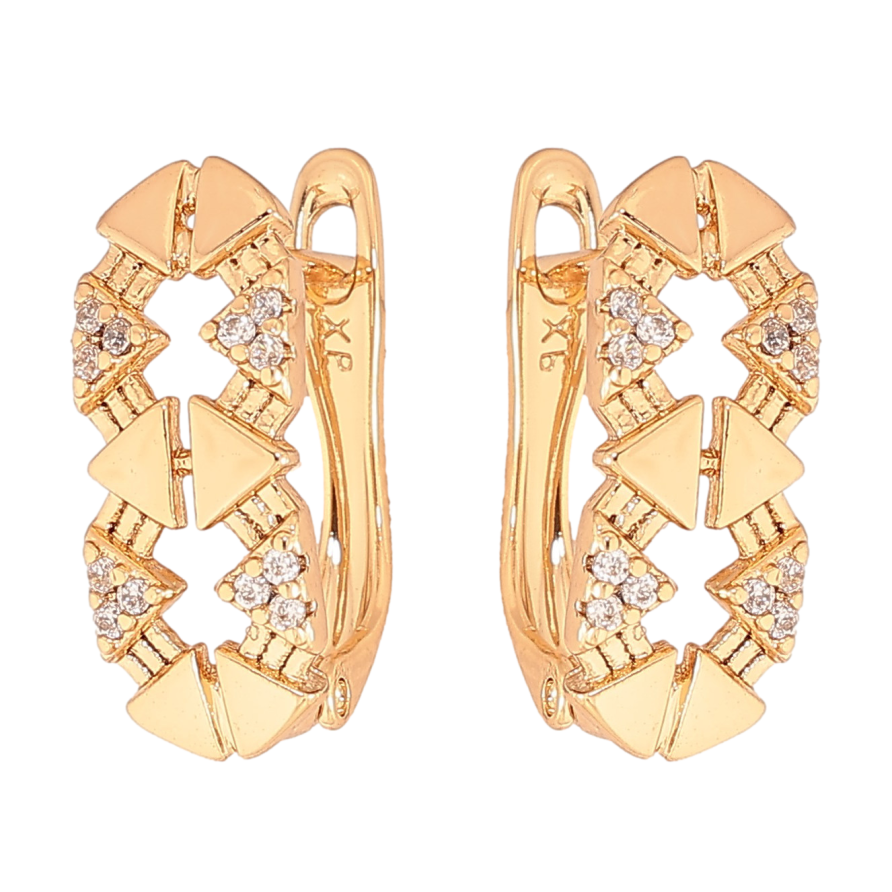 Сережки Xuping колір Позолота 18K англійський замок "Візерунок з кристалами" фото №1