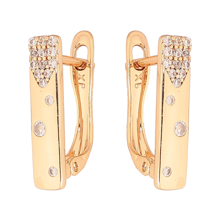 Сережки Xuping колір Позолота 18K англійський замок "Візерунок з кристалами" фото №7