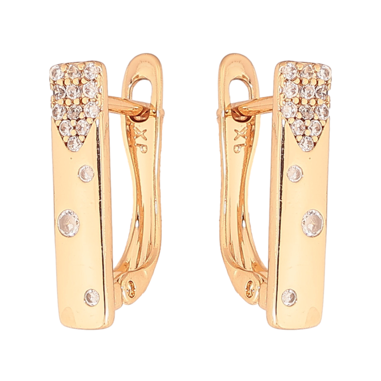 Серьги Xuping цвет Позолота 18K английский замок "Узор с кристаллами" фото №15