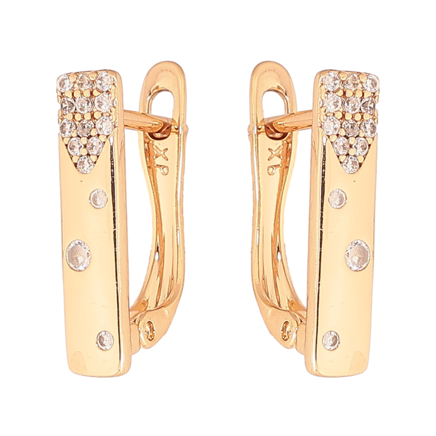 Серьги Xuping цвет Позолота 18K английский замок "Узор с кристаллами" фото №1