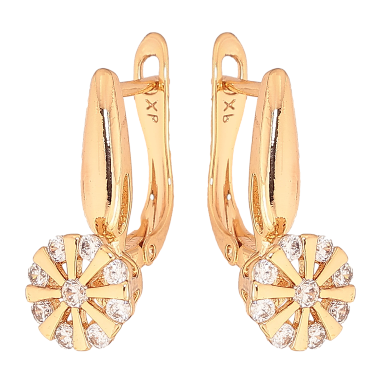 Серьги Xuping цвет Позолота 18K английский замок "Узор с кристаллами" фото №1