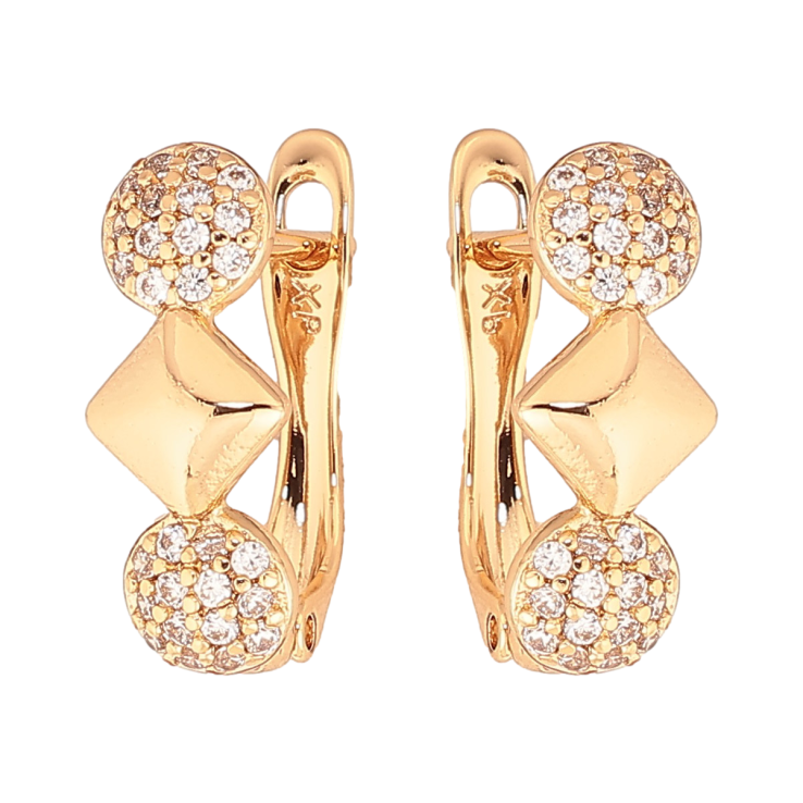 Серьги Xuping цвет Позолота 18K английский замок "Узор с кристаллами" фото №25