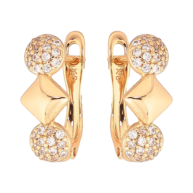 Серьги Xuping цвет Позолота 18K английский замок "Узор с кристаллами" фото №11