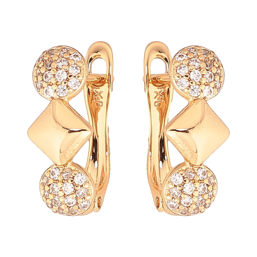 Серьги Xuping цвет Позолота 18K английский замок "Узор с кристаллами" фото №1