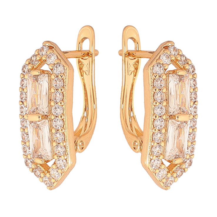 Серьги Xuping цвет Позолота 18K английский замок "Узор с кристаллами" фото №12