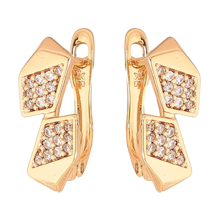 Серьги Xuping цвет Позолота 18K английский замок "Узор с кристаллами" фото №9