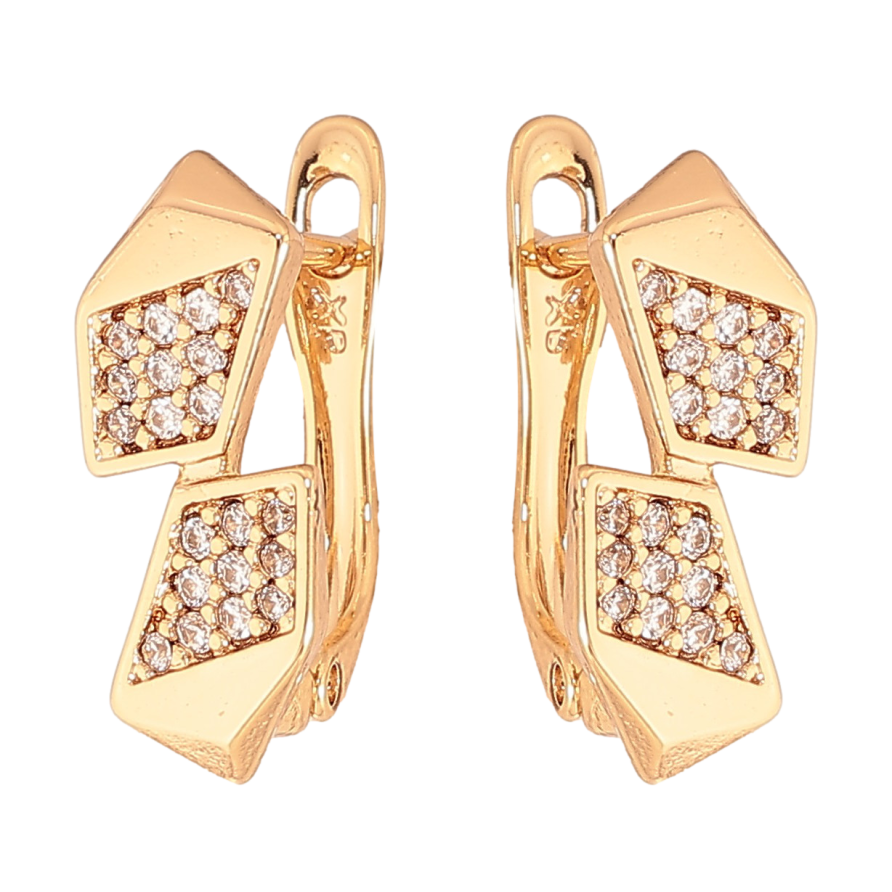 Серьги Xuping цвет Позолота 18K английский замок "Узор с кристаллами" фото №1