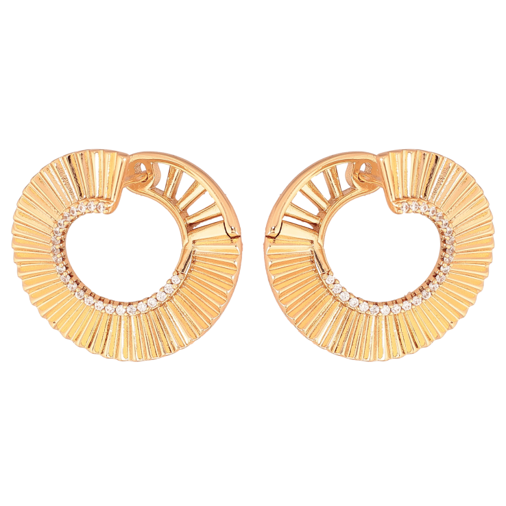 Сережки Xuping колір Позолота 18К англійський замок "Візерунок з кристалами" фото №11