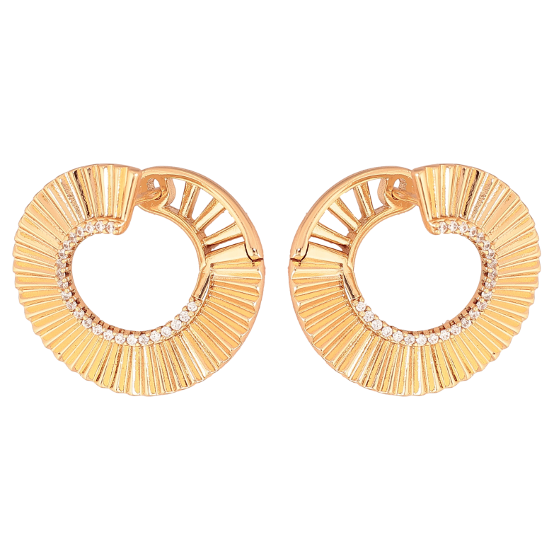 Сережки Xuping колір Позолота 18К англійський замок "Візерунок з кристалами" фото №1