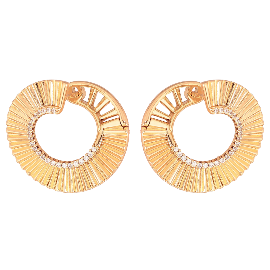 Серьги Xuping цвет Позолота 18К английский замок "Узор с кристаллами" фото №1