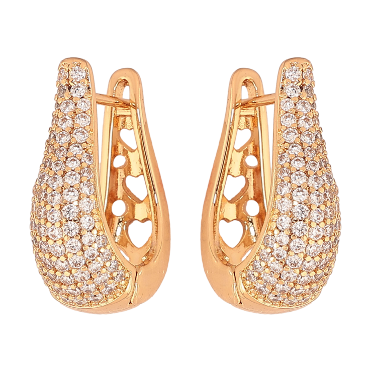 Серьги Xuping цвет Позолота 18К английский замок "Инкрустация кристаллами" фото №8